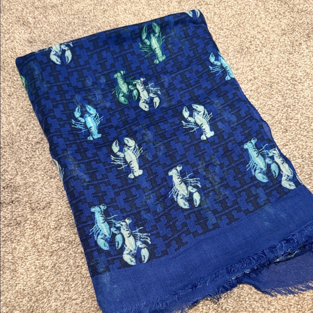 Tory Burch lobster scarf navy/black
